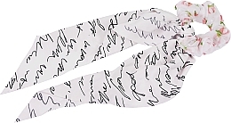 Gumka do włosów ze wstążką, biała ze wzorem - Lolita Accessories  — Zdjęcie N1