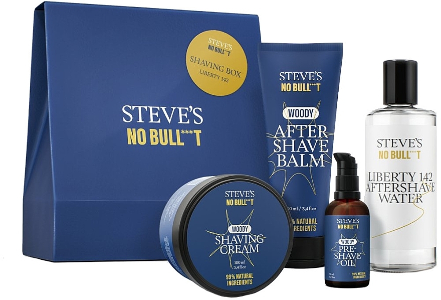 Steve's No Bull***t Liberty 142 - Zestaw (oil/aft/sh/50ml + sh/cr/100ml + aft/sh/balm/100ml + aft/sh/water/100ml)  — Zdjęcie N1