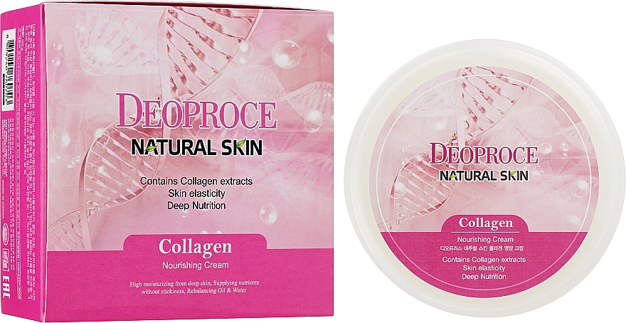 Przeciwzmarszczkowy krem ​​regenerujący do twarzy z kolagenem , kwasem hialuronowym i witaminą E - Deoproce Natural Skin Collagen Nourishing Cream