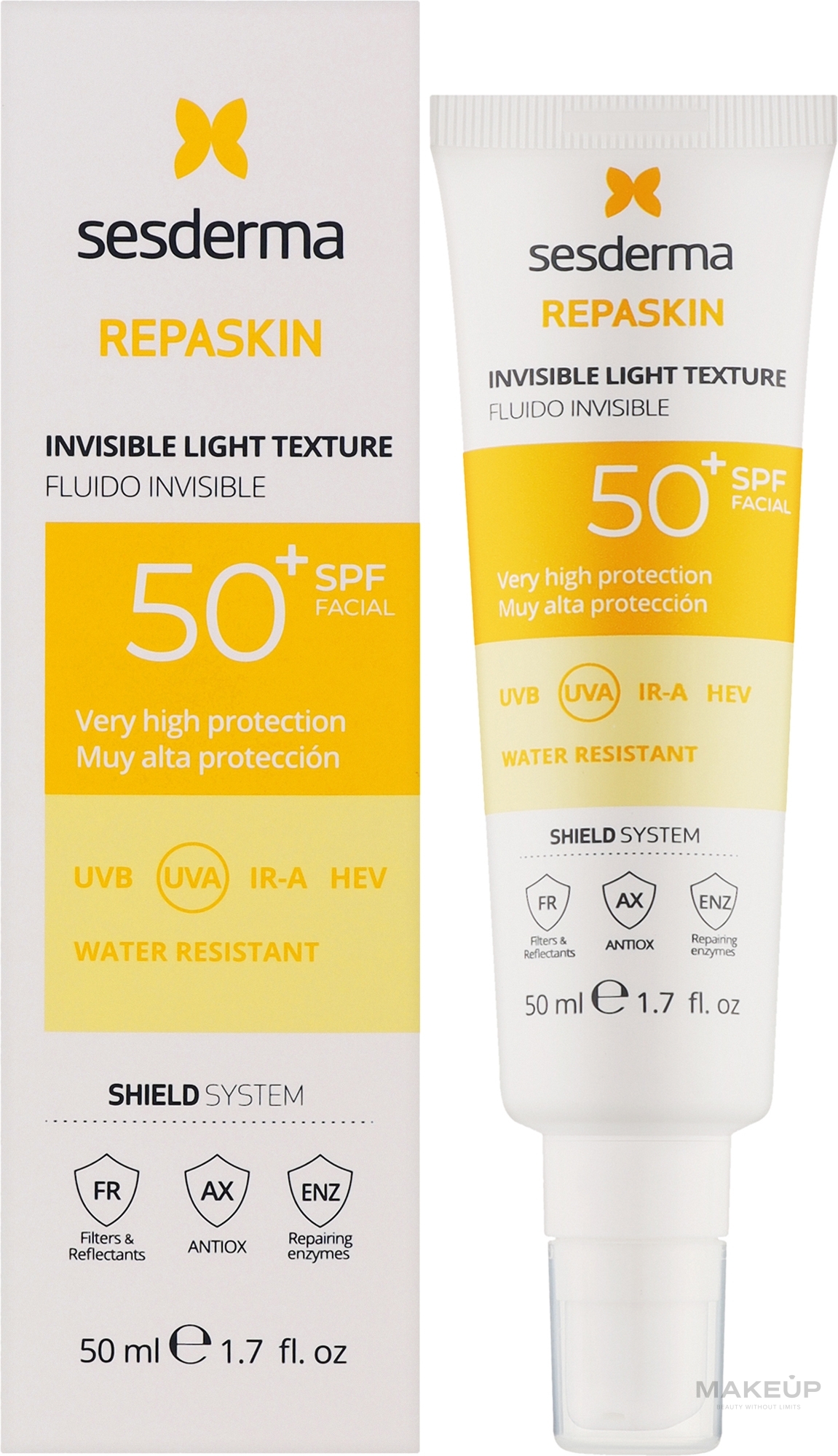 Przeciwsłoneczny krem do twarzy - SesDerma Laboratories Repaskin Invisible Light Texture SPF50 — Zdjęcie 50 ml