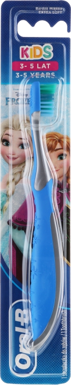 Ekstramiękka szczoteczka do zębów dla dzieci 3-5 lat, Kraina lodu z olafem, niebiesko-szara - Oral-B Kids Extra Soft — Zdjęcie N1