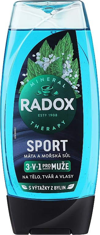 Żel pod prysznic z miętą i solą morską 3w1 - Radox Sport Mint And Sea Salt 3-in-1 Shower Gel  — Zdjęcie N1