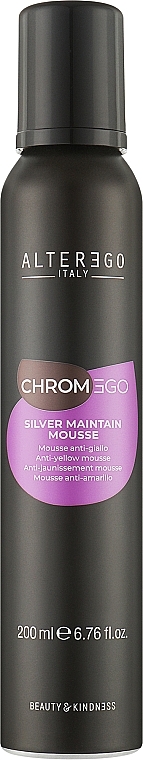 Pianka do włosów blond i siwych - Alter Ego ChromEgo Silver Maintain Anti-Yelllow Neutralizing Mousse — Zdjęcie N1