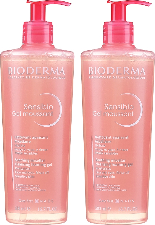 Zestaw - Bioderma Sensibio Mild Cleansing Foaming Gel (2 x cl/gel/500ml) — Zdjęcie N2