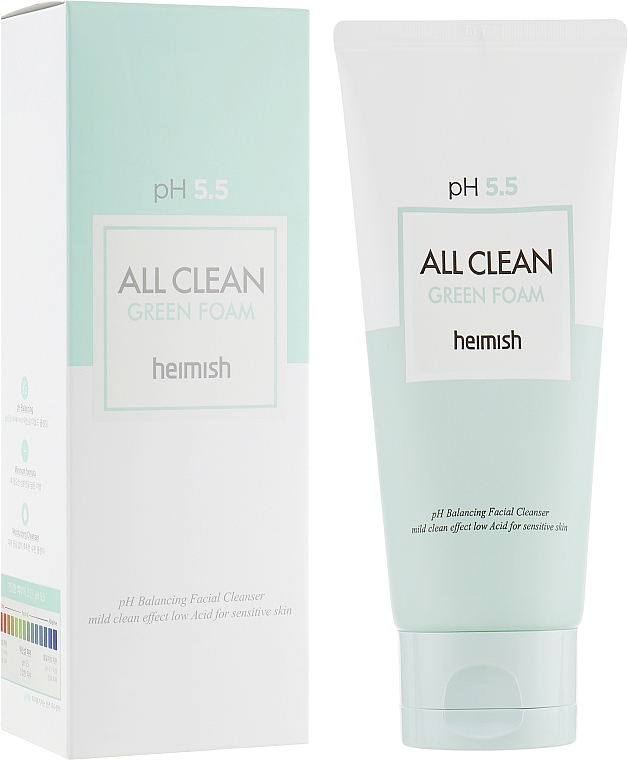 Oczyszczająca pianka do twarzy - Heimish All Clean Green Foam pH 5.5