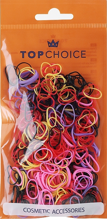 Gumki do włosów 22999, czerwone + żółte + czarne + fioletowe + różowe - Top Choice — Zdjęcie N1