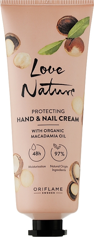 Krem ochronny do rąk i paznokci z olejem makadamia - Oriflame Love Nature Caring Hand & Nail Cream With Organic Macadamia Oil — Zdjęcie N1