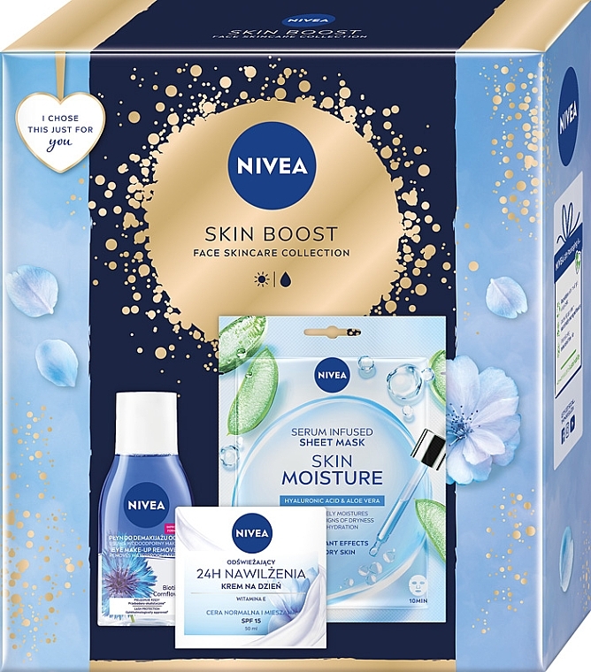 Zestaw - NIVEA Skin Boost (f/cr/50ml + f/remover/125ml + f/mask/1pc) — Zdjęcie N1