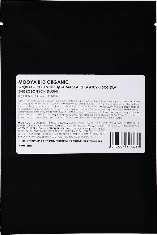 Głęboko regenerująca maska na zniszczone dłonie - Beauty Face Mooya Bio Organic Treatment Mask — Zdjęcie N3