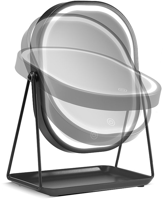 Lustro stołowe na stojaku, 10212-00, czarne - Gillian Jones Makeup Table Mirror LED-Light & Tray Black — Zdjęcie N3