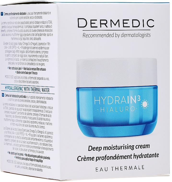 Nawilżający krem do twarzy SPF 15 - Dermedic Hydrain3 Hialuro Deeply Moisturizing Cream — Zdjęcie N2