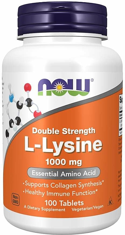 L-lizyna w tabletkach 1000 mg - Now Foods L-Lysine Tablets — Zdjęcie N3