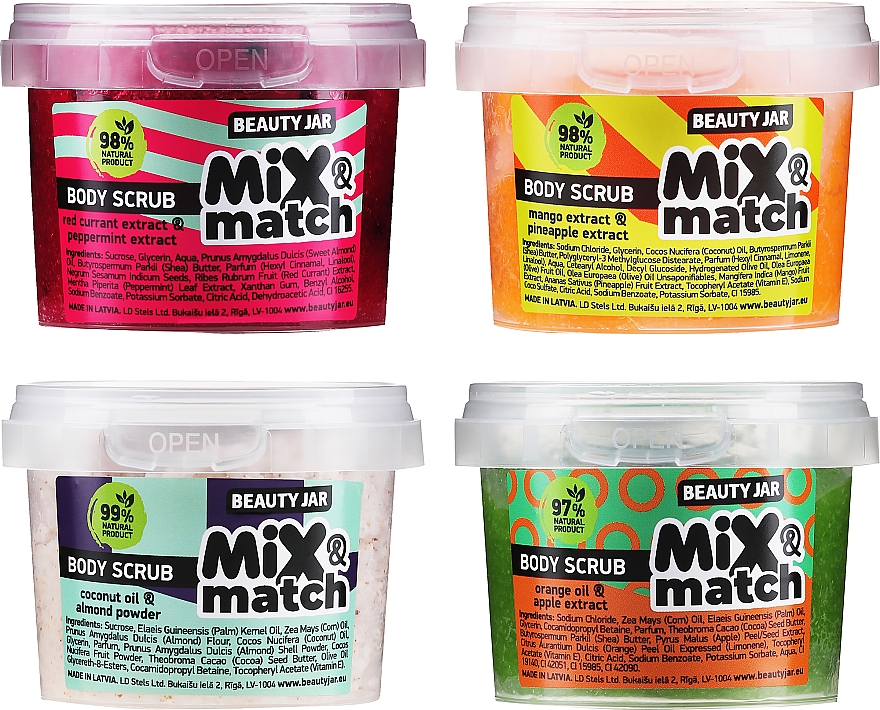 Zestaw peelingów do ciała - Beauty Jar Mix & Match 1 Body Scrub Set (b/peeling 2 x 150 g + b/scrub 2 x 120 g)	 — Zdjęcie N1