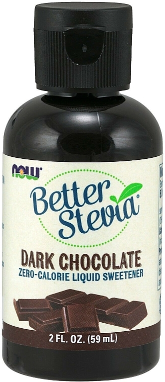 Słodzik Stevia Czarna Czekolada - Now Foods Better Stevia Liquid Dark Chocolate — Zdjęcie N1