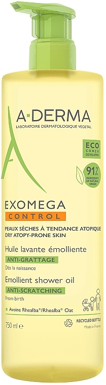 Zmiękczający olejek pod prysznic - A-Derma Exomega Control Emollient Shower Oil — Zdjęcie N1