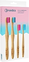 Kup Zestaw szczoteczek bambusowych, dla dzieci i dorosłych, 4 sztuki - Nordics Adults + Kids Bamboo Toothbrushes