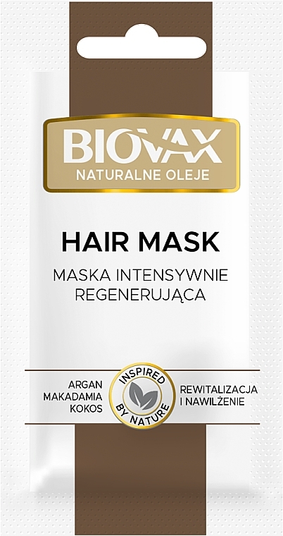 Maska intensywnie regenerująca z olejkami - Biovax Natural Hair Mask Intensive Regenerat Travel Size — Zdjęcie N1