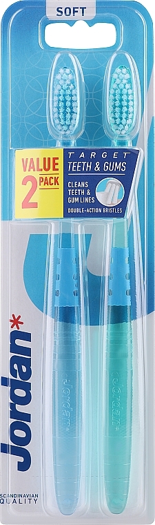 Miękka szczoteczka do zębów, zielona + niebieska - Jordan Target Teeth & Gums Soft — Zdjęcie N4