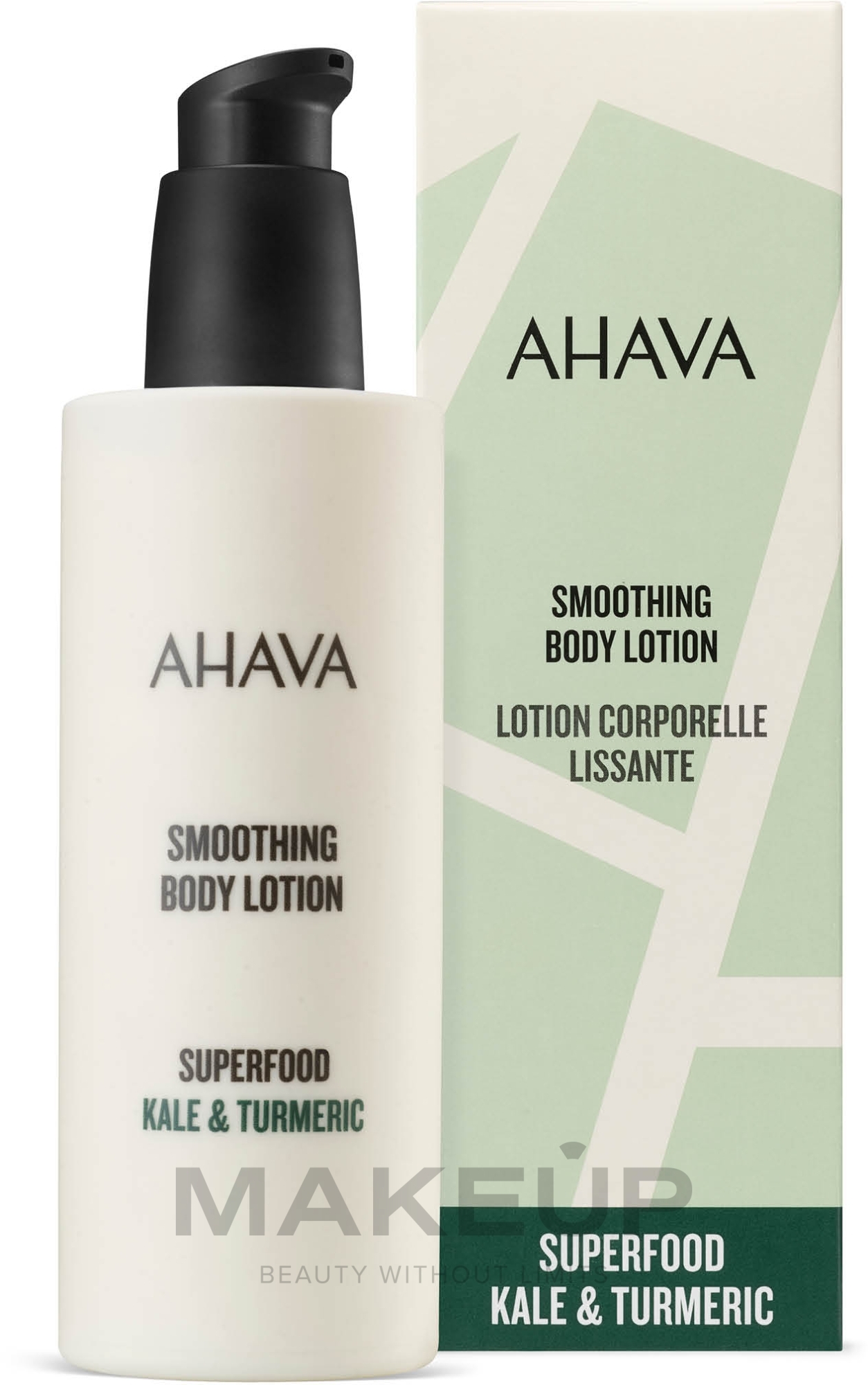 Zmiękczający balsam do ciała - Ahava Superfood Kale & Turmeric Smoothing Body Lotion — Zdjęcie 250 ml