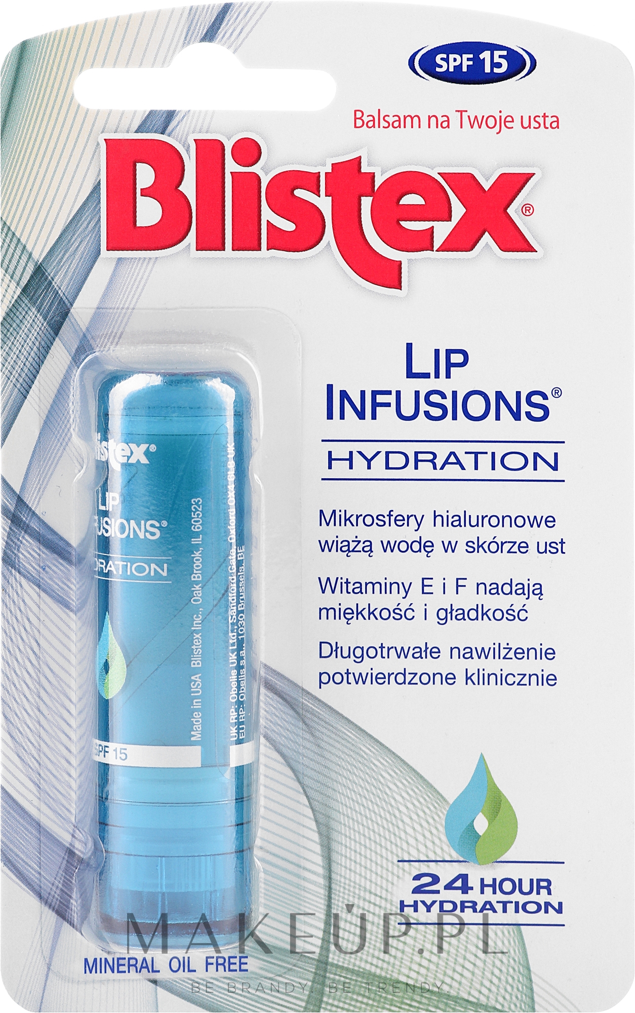 Nawilżający balsam do ust SPF 15 - Blistex Lip Infusions Hydration — Zdjęcie 3.7 g