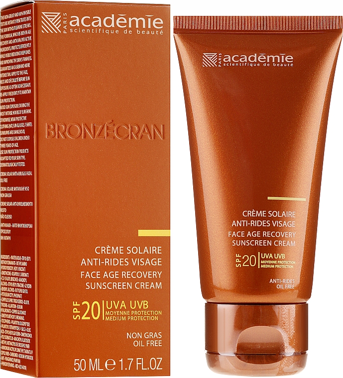Przeciwsłoneczny krem regenerujący (SPF 20) - Academie Bronzecran Face Age Recovery Sunscreen Cream