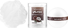 Zestaw - IDC Institute Smoothie Coconut Set (bath/ball/140g + sponge/1pcs + salt/200g) — Zdjęcie N2