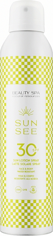 Wodoodporna emulsja chroniąca przed słońcem-spray SPF 30 do twarzy i ciała - Beauty Spa Sun Lotion Spray — Zdjęcie N1