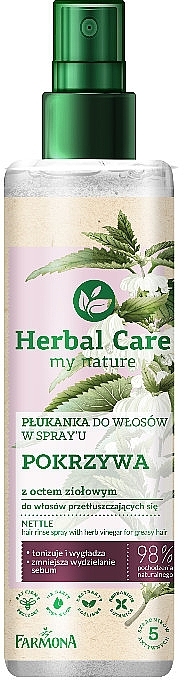 WYPRZEDAŻ Płukanka normalizująca do włosów z pokrzywą i octem ziołowym - Farmona Herbal Care * — Zdjęcie N1