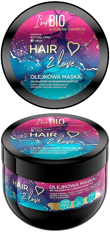 Olejkowa maska do włosów wysokoporowatych - Eveline Cosmetics Hair 2 Love