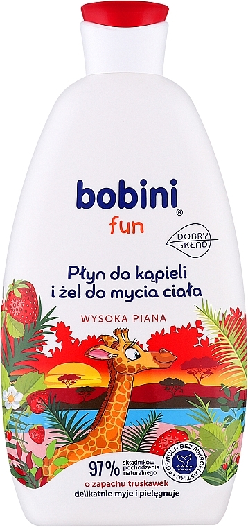 Żel do kąpieli o zapachu truskawkowym - Bobini Fun Bubble Bath & Body High Foam Strawberry — Zdjęcie N1