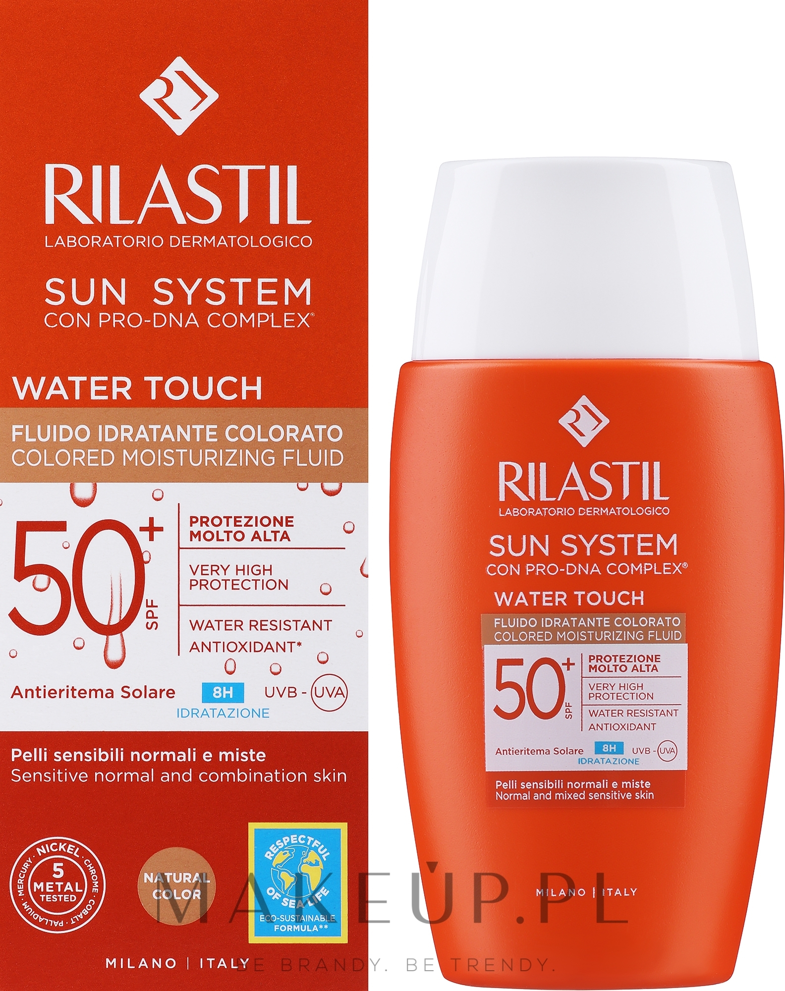 Fluid z filtrem do twarzy - Rilastil Sun System Water Touch Color Fluid SPF50+ — Zdjęcie 50 ml