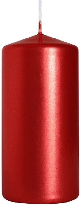 Świeca cylindryczna 50x100 mm, czerwona metaliczna - Bispol — Zdjęcie N1
