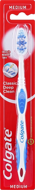 Szczoteczka do zębów Health Classics o średniej twardości, niebiesko-biała 2 - Colgate Classic Deep Clean — Zdjęcie N1