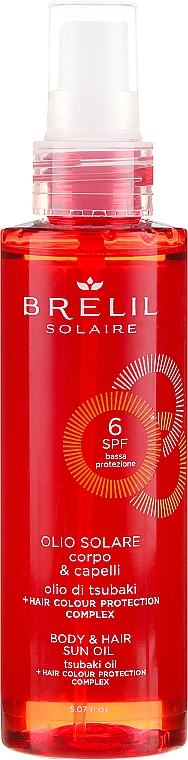 Olejek ochronny do ciała i włosów SPF 6 - Brelil Solaire Body & Hair Sun Oil — фото N1