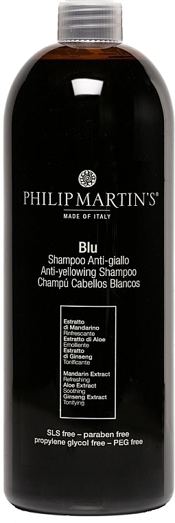 PRZECENA! Szampon przeciw żółceniu włosów jasnych - Philip Martin's Blu Anti-yellowing Shampoo * — Zdjęcie N2