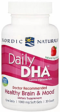 Olej rybny w żelowych kapsułkach o smaku truskawkowym - Nordic Naturals Daily DHA — Zdjęcie N1