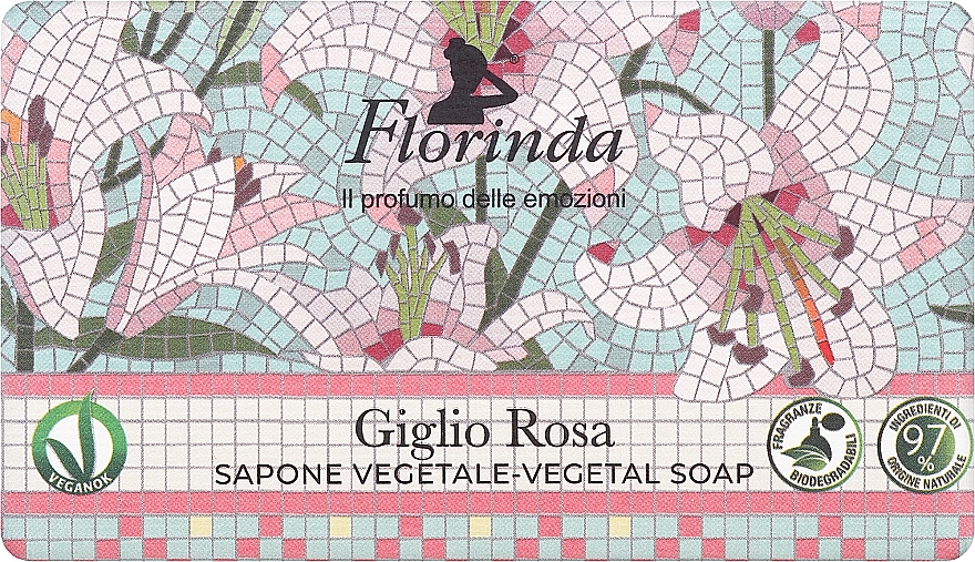Mydło toaletowe Różowa lilia - Florinda Mosaici Italiani Vegetal Soap — Zdjęcie N1