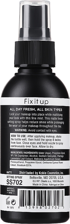 Matujący utrwalacz makijażu - Kokie Professional Fix It Up Setting Spray Fix It Up Matte — Zdjęcie N2