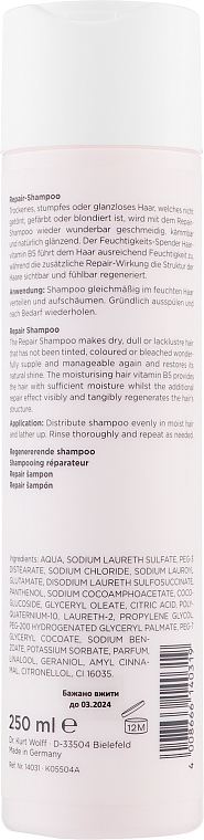 Regenerujący szampon do włosów zniszczonych i suchych - Alcina Repair Shampoo — Zdjęcie N3