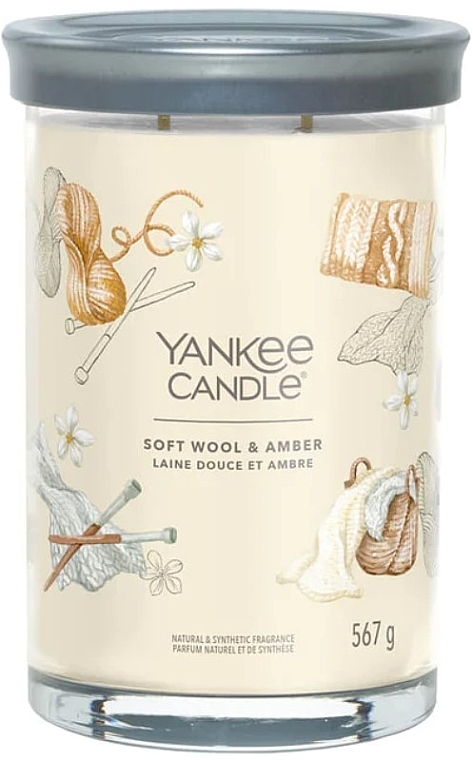 Świeca zapachowa w szkle Miękka wełna i bursztyn, 2 knoty - Yankee Candle Soft Wool & Amber Singnature — Zdjęcie N1