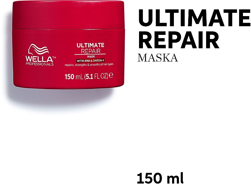 Krem-maska do wszystkich rodzajów włosów - Wella Professionals Ultimate Repair Mask With AHA & Omega-9 — Zdjęcie N4