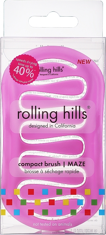 Kompaktowa szczotka do włosów do szybkiego suszenia, różowa - Rolling Hills Compact Brush Maze — Zdjęcie N1
