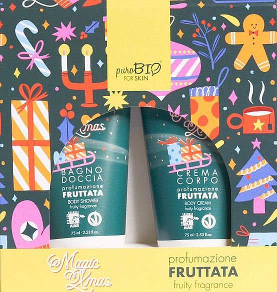 Zestaw - PuroBio Cosmetics Magic Xmas Fruity Fragrance (sh/gel/75ml + b/cr/75ml)  — Zdjęcie N1
