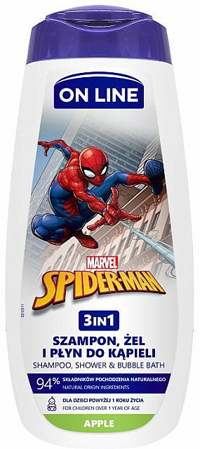 Szampon, żel i płyn do kąpieli 3 w 1 dla dzieci Jabłko - On Line Kids Disney Spiderman 