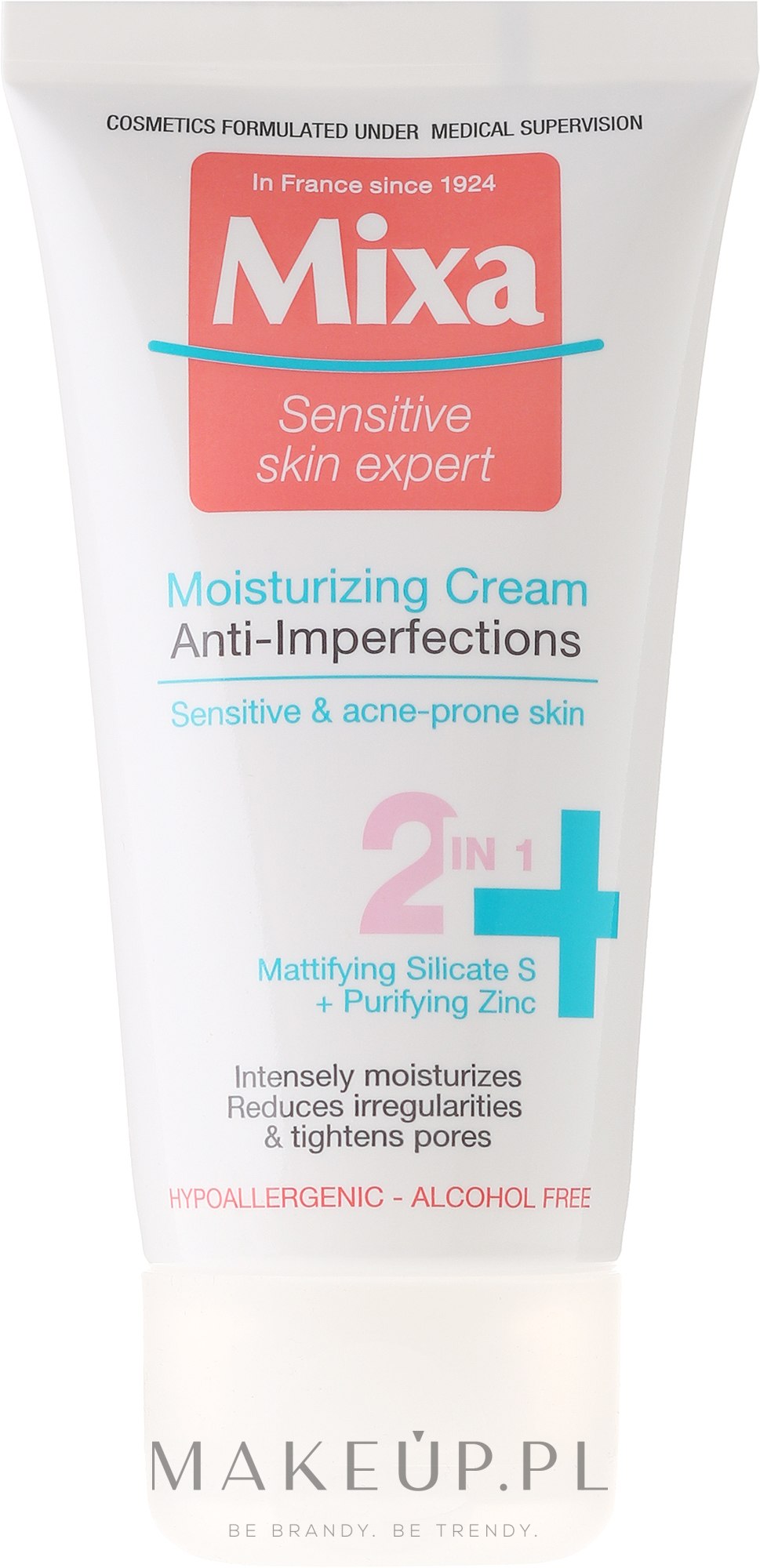 Nawilżający krem do cery wrażliwej przeciw niedoskonałościom 2 w 1 - Mixa Moisturizing Cream Anti-Imperfection — Zdjęcie 50 ml