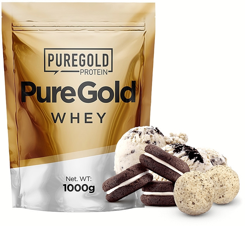 Białko o smaku biszkoptu z kremem - Pure Gold Whey Protein Cookies & Cream — Zdjęcie N1