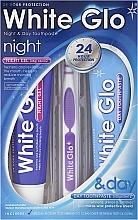 Kup Zestaw do czyszczenia zębów z fioletową szczoteczką - White Glo Night & Day Toothpaste (t/paste/65ml + t/gel/65ml + toothbrush)