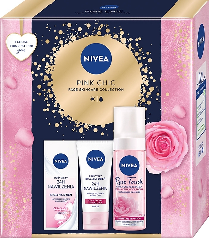 Zestaw - NIVEA Pink Chic (f/foam/150ml + f/cr/50ml) — Zdjęcie N1