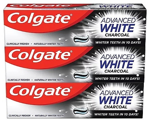 Zestaw pasty do zębów - Colgate Advanced White Charcoal (toothpaste/3x75ml) — Zdjęcie N2