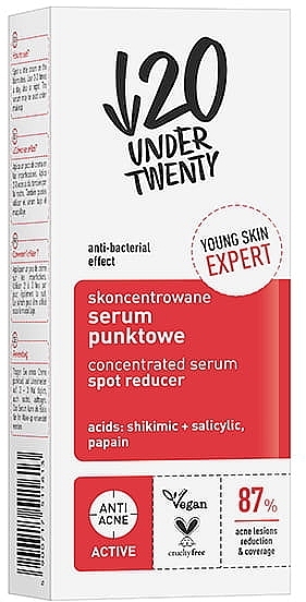 Skoncentrowane punktowe serum do twarzy - Under Twenty Anti! Acne Concentrated Serum Spot Reducer — Zdjęcie N2
